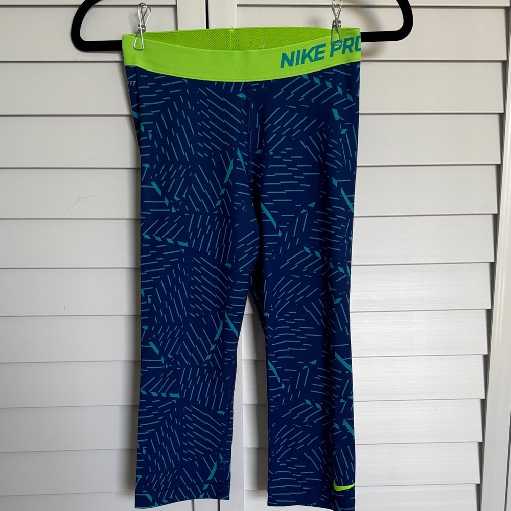 Nike Kids Blue and Green Patterned Leggings